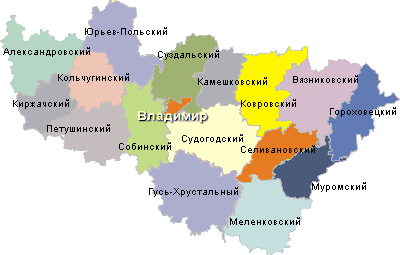 Владимирская область, карта владимирской области
